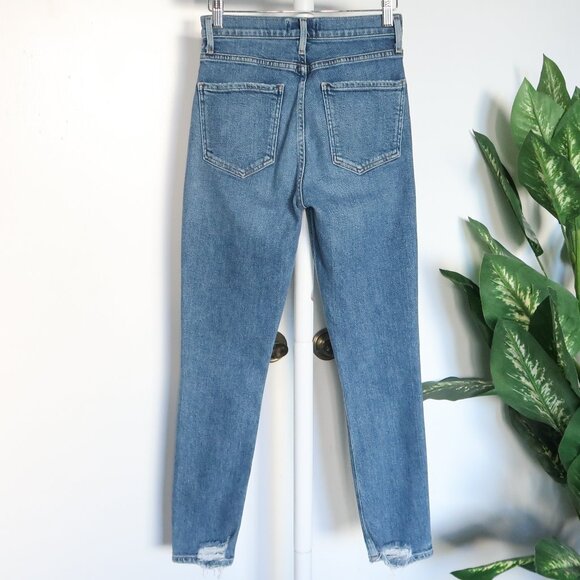 Agolde Riley High Rise Straight Crop Stretch Skinny Button Fly Denim Jeans 24 - Picture 6 of 15